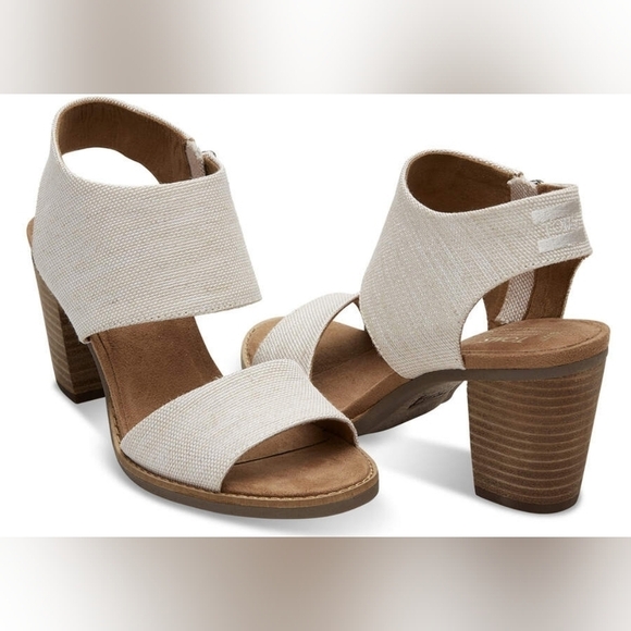Toms Majorca Cutout Natural Heeled Sandal sz 12 cream SH66 - Picture 1 of 6